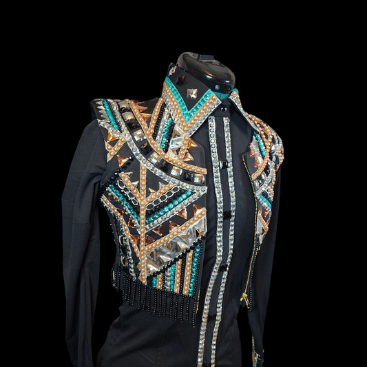 CUSTOM Rose gold & Teal Bolero, shirt, & pad set
